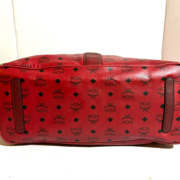 MCM visetos large Liz reversible shopper tote red ruby handbag - Picture 4 of 16